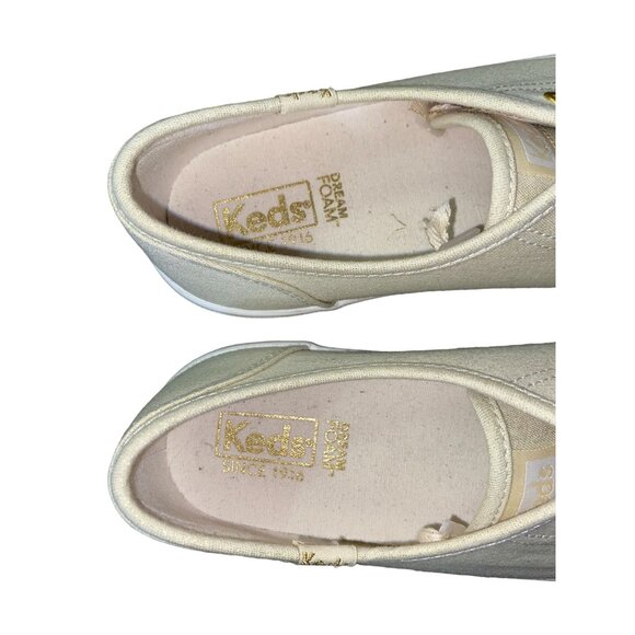 Keds Sneakers Womens 9 Used Cream Gold Shimmer Excellent Used Condition - Picture 6 of 11